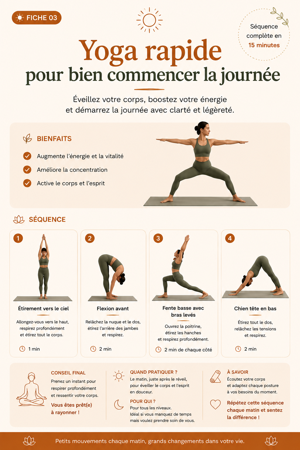 Fiche 03 — Yoga rapide pour bien commencer la journée